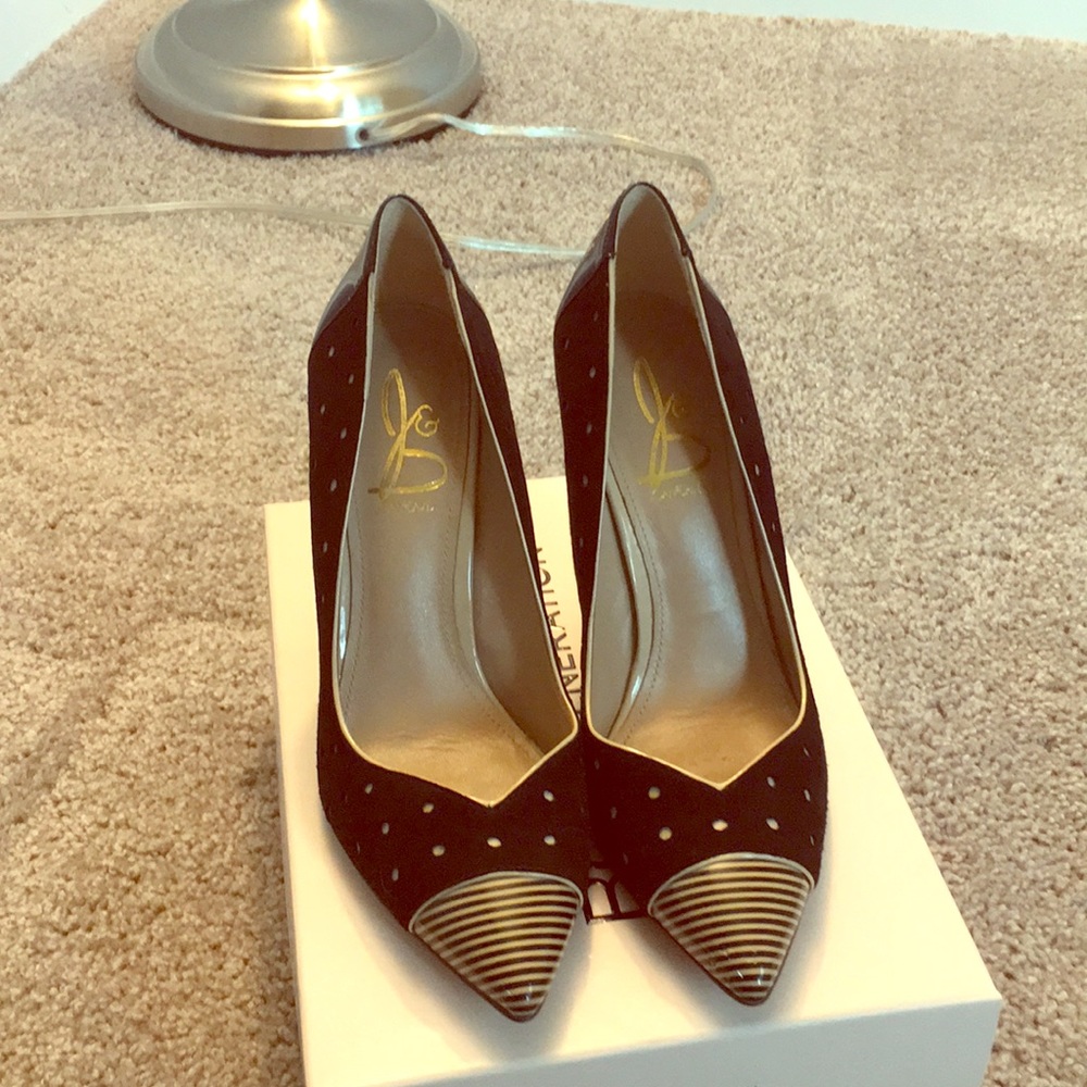 Gorgeous Black Suede with Nude Patent Heels 7.5 👀